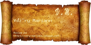 Váry Mariann névjegykártya